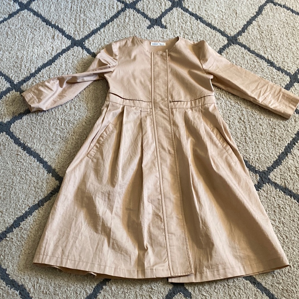 Girls' Pleated Zip-Up Coat with Snap Buttons